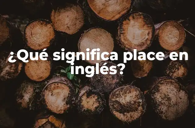 ¿qué Significa Place en Inglés?