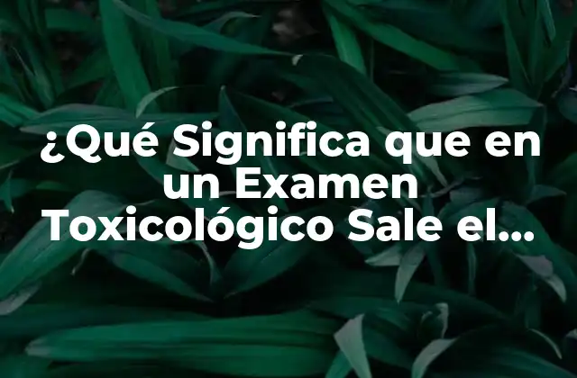 ¿qué Significa que en un Examen Toxicológico Sale el Alcohol?