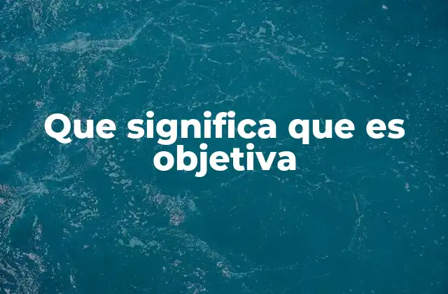 Que Significa que es Objetiva