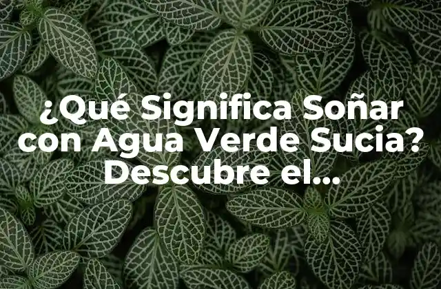 ¿qué Significa Soñar con Agua Verde Sucia? Descubre el Simbolismo y el Significado Oculto