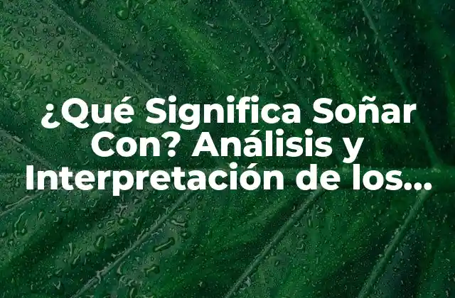 ¿qué Significa Soñar Con? Análisis y Interpretación de los Sueños
