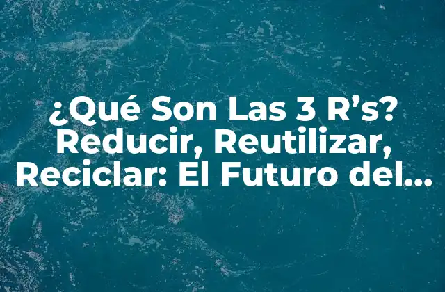 ¿qué Son las 3 R’s? Reducir, Reutilizar, Reciclar: el Futuro Del Medio Ambiente