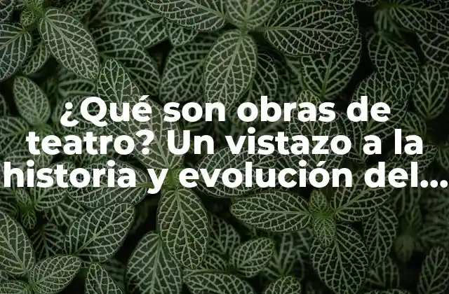 ¿qué Son Obras de Teatro? un Vistazo a la Historia y Evolución Del Arte Escénico