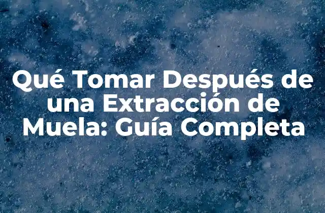 Qué Tomar Después de una Extracción de Muela: Guía Completa