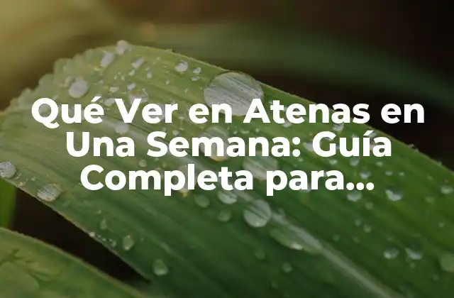 Qué Ver en Atenas en una Semana: Guía Completa para Disfrutar de la Ciudad