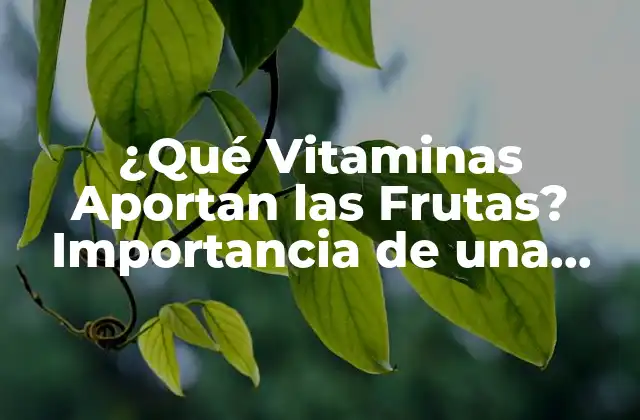 ¿qué Vitaminas Aportan las Frutas? Importancia de una Alimentación Equilibrada