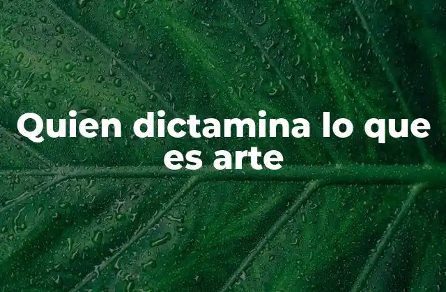 Quien Dictamina Lo que es Arte