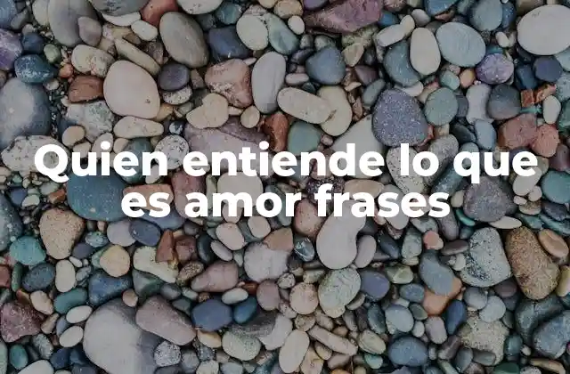 Quien Entiende Lo que es Amor Frases