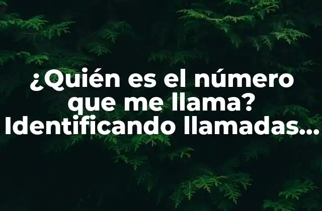 ¿quién es el Número que Me Llama? Identificando Llamadas Desconocidas