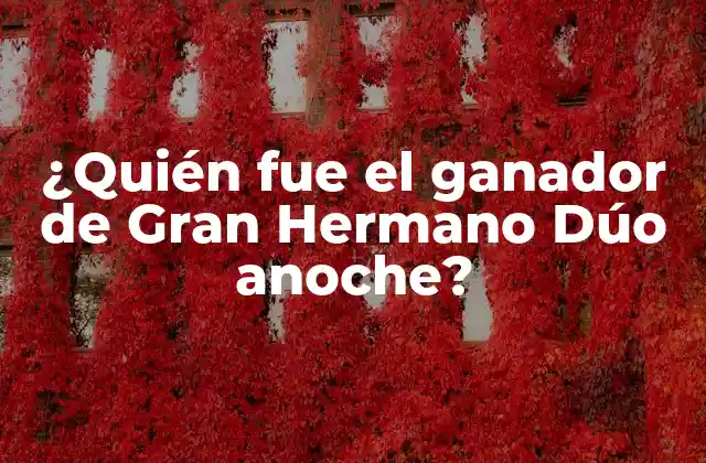 ¿quién Fue el Ganador de Gran Hermano Dúo Anoche?