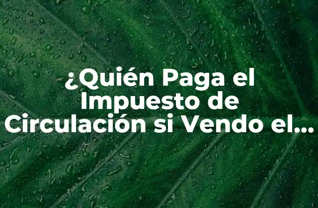 ¿quién Paga el Impuesto de Circulación Si Vendo el Coche?