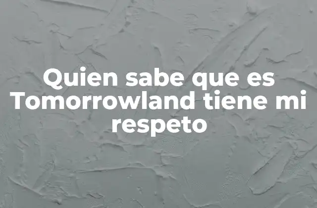 Quien Sabe que es Tomorrowland Tiene Mi Respeto