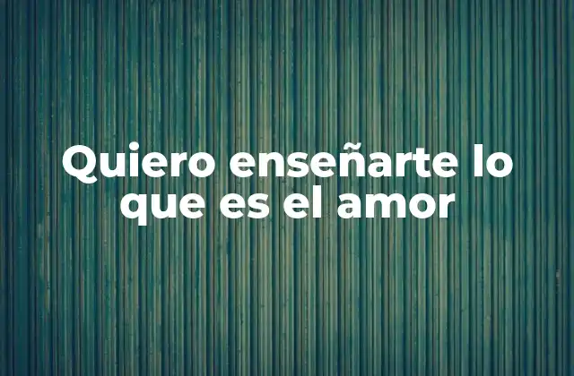 Quiero Enseñarte Lo que es el Amor
