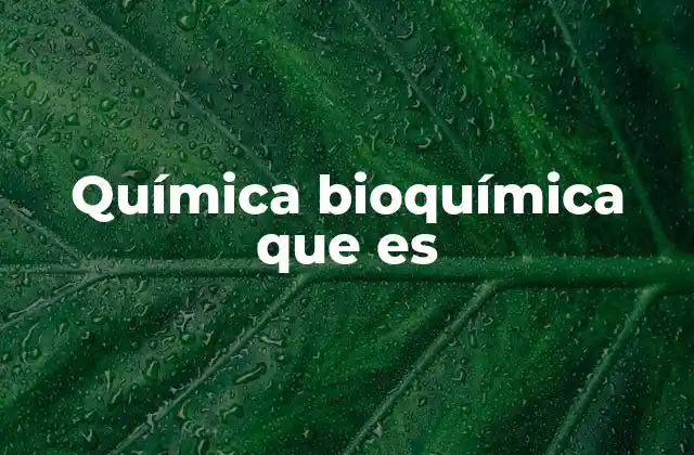 Química Bioquímica que es