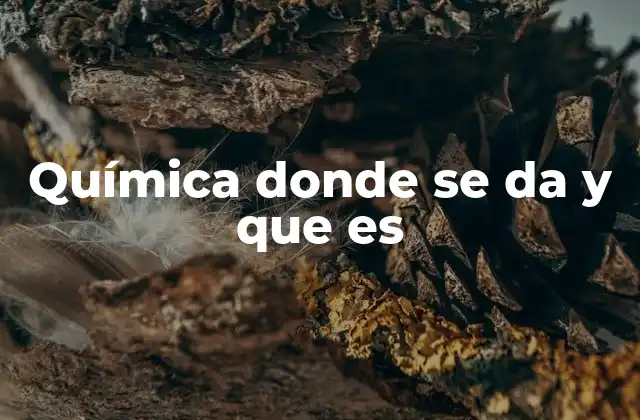 Química Donde Se Da y que es