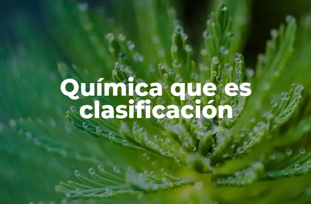 Química que es Clasificación