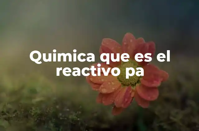 Quimica que es el Reactivo Pa