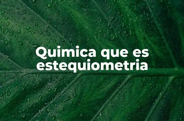 Quimica que es Estequiometria