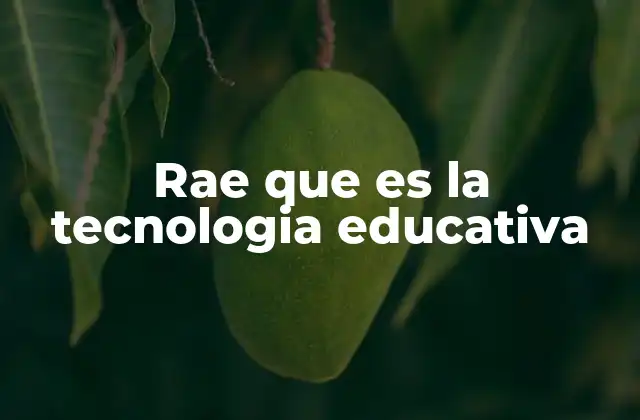 Rae que es la Tecnologia Educativa