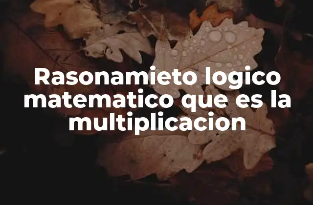Rasonamieto Logico Matematico que es la Multiplicacion