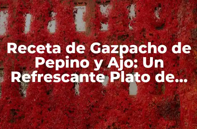 Receta de Gazpacho de Pepino y Ajo: un Refrescante Plato de Verano