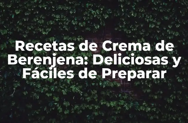 Recetas de Crema de Berenjena: Deliciosas y Fáciles de Preparar