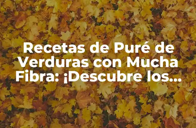 Recetas de Puré de Verduras con Mucha Fibra: ¡descubre los Beneficios y Preparaciones!