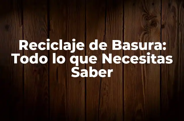 Reciclaje de Basura: Todo Lo que Necesitas Saber