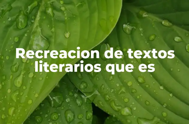 Recreacion de Textos Literarios que es