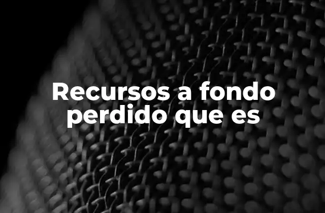 Recursos a Fondo Perdido que es