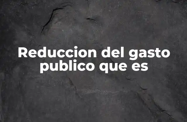 Reduccion Del Gasto Publico que es