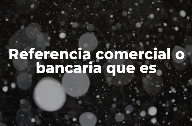 Referencia Comercial o Bancaria que es