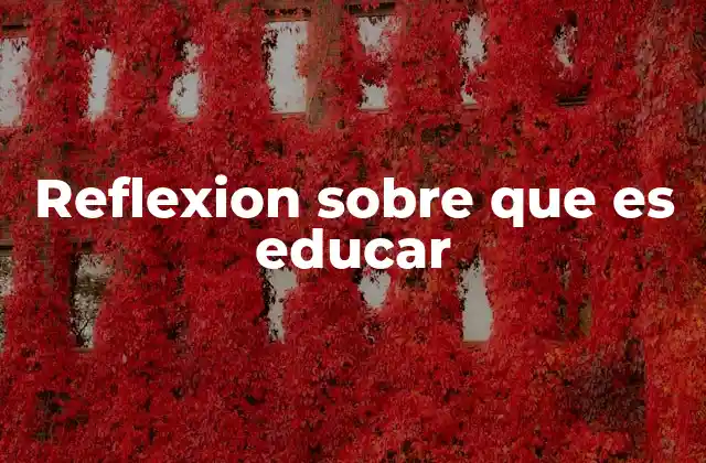 Reflexion sobre que es Educar
