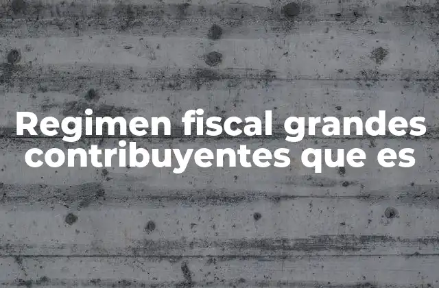 Regimen Fiscal Grandes Contribuyentes que es