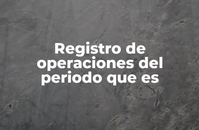 Registro de Operaciones Del Periodo que es