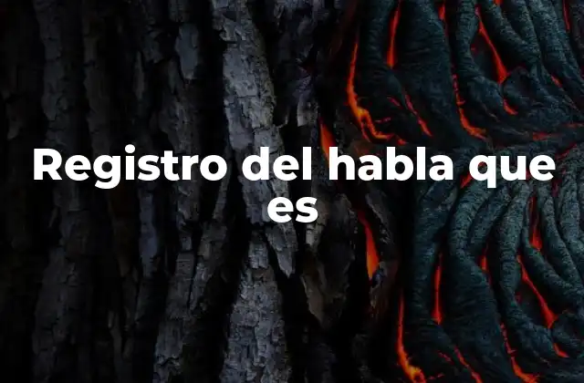 Registro Del Habla que es