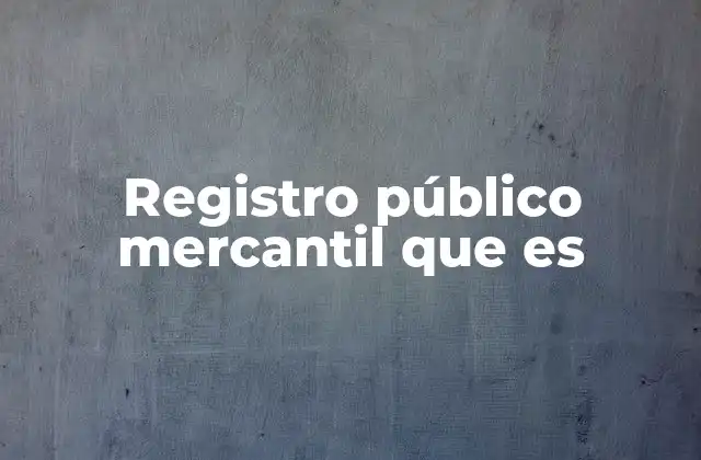 Registro Público Mercantil que es
