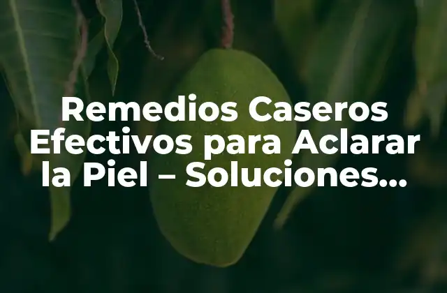 Remedios Caseros Efectivos para Aclarar la Piel – Soluciones Naturales y Seguras