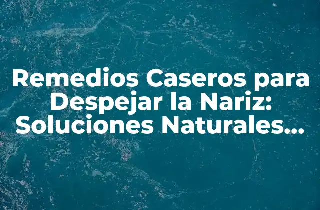 Remedios Caseros para Despejar la Nariz: Soluciones Naturales para Respirar Mejor