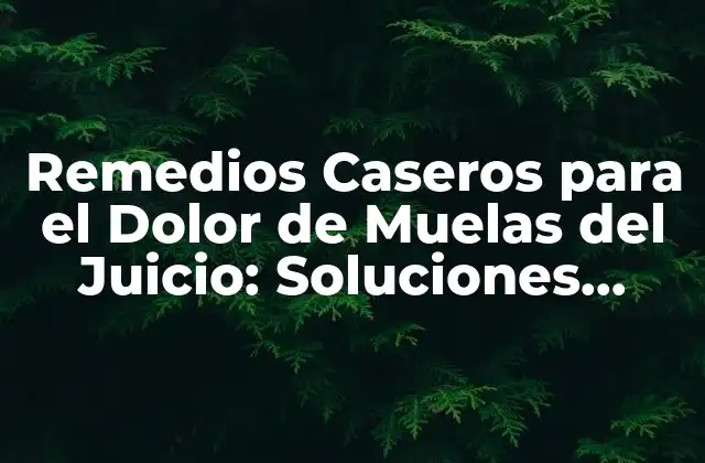 Remedios Caseros para el Dolor de Muelas Del Juicio: Soluciones Naturales y Efectivas