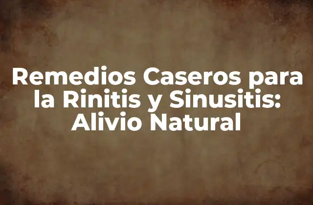 Remedios Caseros para la Rinitis y Sinusitis: Alivio Natural