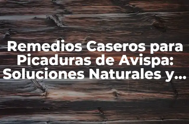 Remedios Caseros para Picaduras de Avispa: Soluciones Naturales y Efectivas