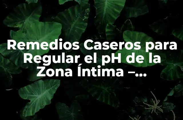 Remedios Caseros para Regular el Ph de la Zona Íntima – Soluciones Naturales
