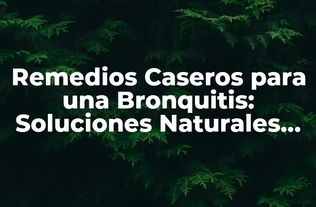 Remedios Caseros para una Bronquitis: Soluciones Naturales para Aliviar los Síntomas