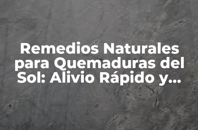 Remedios Naturales para Quemaduras Del Sol: Alivio Rápido y Efectivo