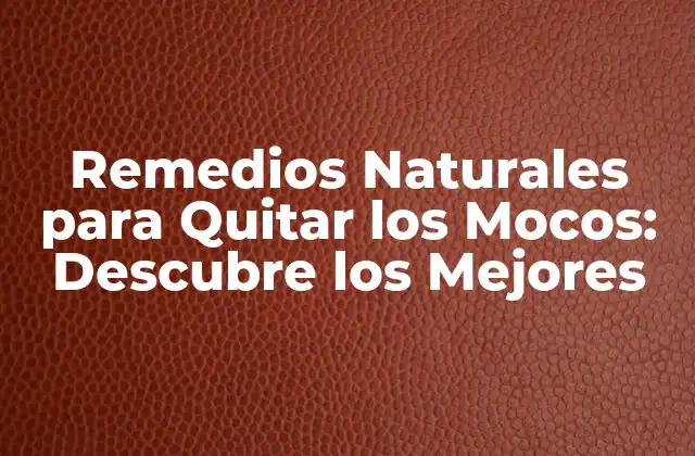 Remedios Naturales para Quitar los Mocos: Descubre los Mejores