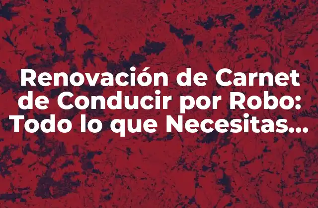 Renovación de Carnet de Conducir por Robo: Todo Lo que Necesitas Saber