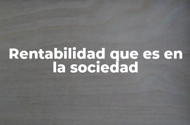 Rentabilidad que es en la Sociedad
