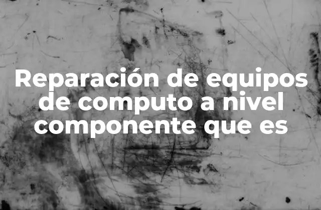 Reparación de Equipos de Computo a Nivel Componente que es