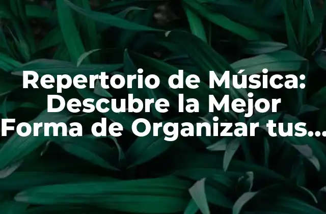 Repertorio de Música: Descubre la Mejor Forma de Organizar Tus Canciones